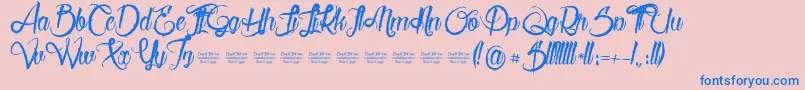 Serval-Schriftart – Blaue Schriften auf rosa Hintergrund