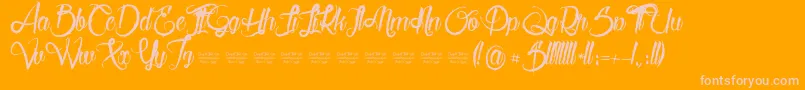 Serval-Schriftart – Rosa Schriften auf orangefarbenem Hintergrund