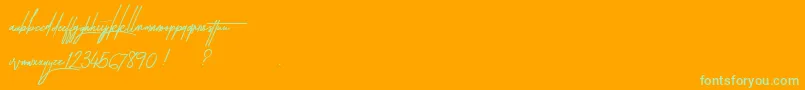 TakenByVulturesAlternatesDemo-Schriftart – Grüne Schriften auf orangefarbenem Hintergrund