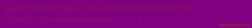 LowveticaUltrathin-Schriftart – Braune Schriften auf violettem Hintergrund