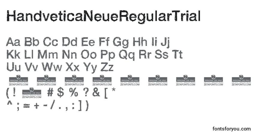 A fonte HandveticaNeueRegularTrial – alfabeto, números, caracteres especiais