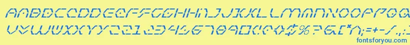 フォントZetaSentryItalic – 青い文字が黄色の背景にあります。