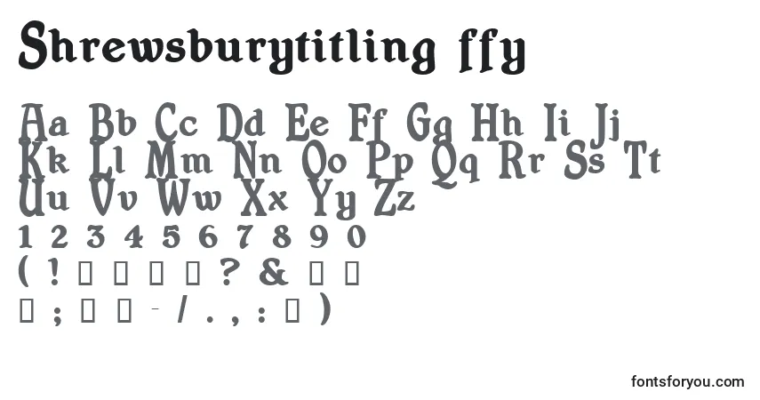 Schriftart Shrewsburytitling ffy – Alphabet, Zahlen, spezielle Symbole