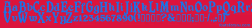 Shrewsburytitling ffy-Schriftart – Blaue Schriften auf rotem Hintergrund