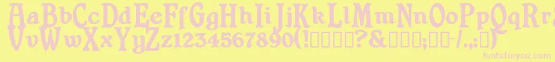Shrewsburytitling ffy-fontti – vaaleanpunaiset fontit keltaisella taustalla