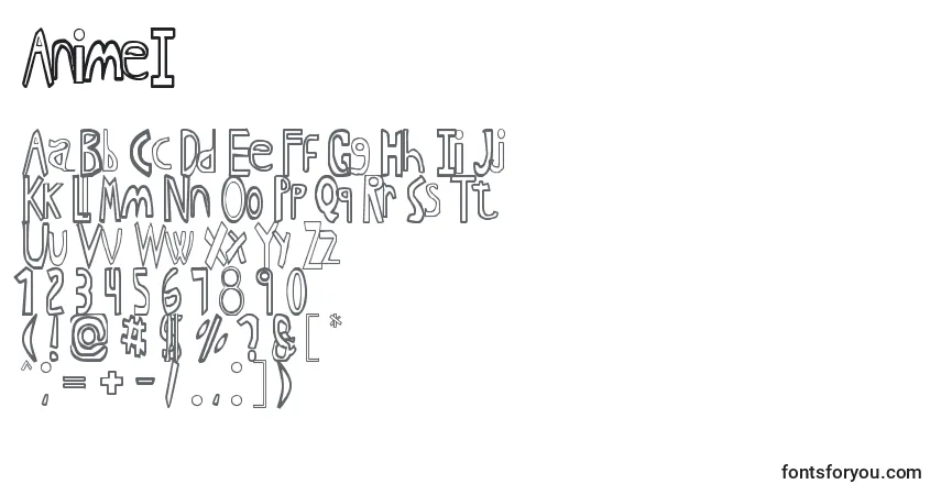 AnimeI Font – alphabet, numbers, special characters