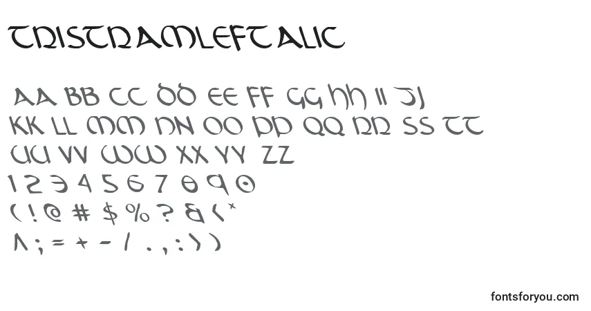 Шрифт TristramLeftalic – алфавит, цифры, специальные символы