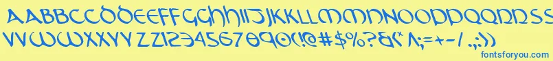 TristramLeftalic Font – Blue Fonts on Yellow Background