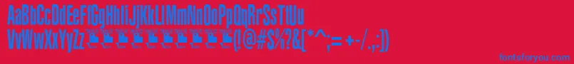 フォントYacarenaUltraPersonalUse – 赤い背景に青い文字