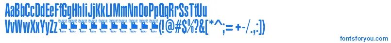 YacarenaUltraPersonalUse-fontti – siniset fontit valkoisella taustalla