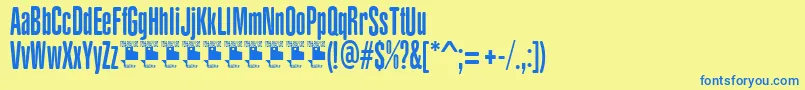 YacarenaUltraPersonalUse-fontti – siniset fontit keltaisella taustalla