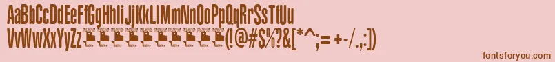 フォントYacarenaUltraPersonalUse – ピンクの背景に茶色のフォント