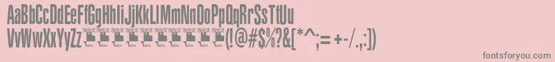 YacarenaUltraPersonalUse-fontti – harmaat kirjasimet vaaleanpunaisella taustalla