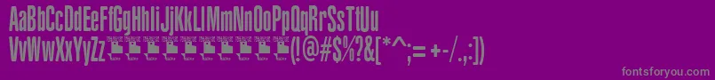 YacarenaUltraPersonalUse-fontti – harmaat kirjasimet violetilla taustalla