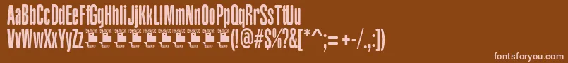 YacarenaUltraPersonalUse-fontti – vaaleanpunaiset fontit ruskealla taustalla