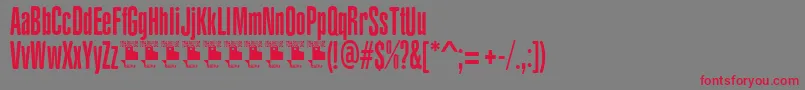 フォントYacarenaUltraPersonalUse – 赤い文字の灰色の背景
