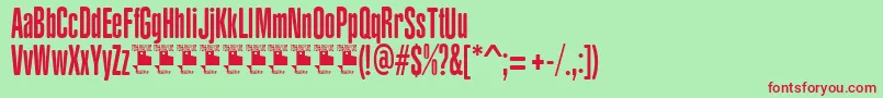 フォントYacarenaUltraPersonalUse – 赤い文字の緑の背景