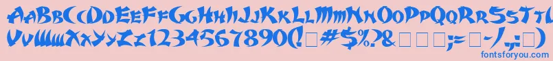 Karate Font – Blue Fonts on Pink Background