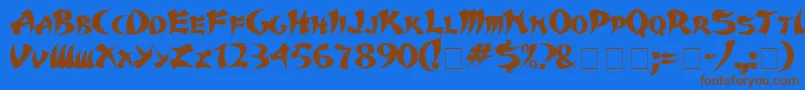 Karate Font – Brown Fonts on Blue Background