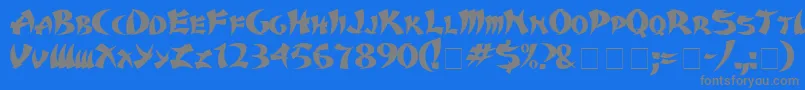 Karate Font – Gray Fonts on Blue Background