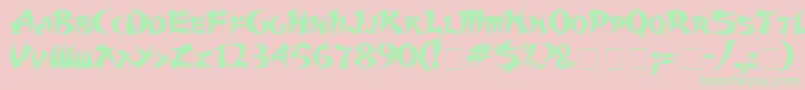 Karate Font – Green Fonts on Pink Background