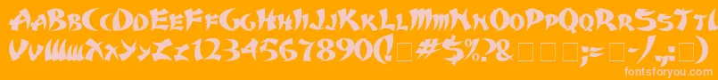 Karate Font – Pink Fonts on Orange Background