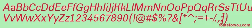 AGroticItalic-fontti – punaiset fontit vihreällä taustalla