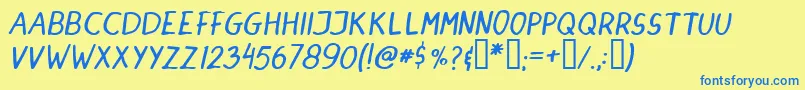 Dinski Font – Blue Fonts on Yellow Background