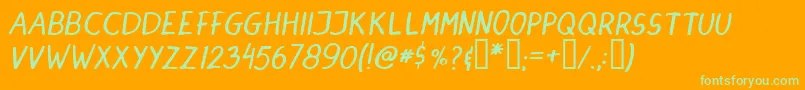 Dinski Font – Green Fonts on Orange Background