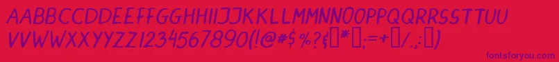 Dinski-Schriftart – Violette Schriften auf rotem Hintergrund