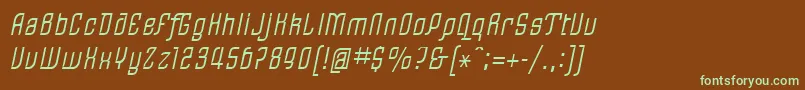 フォントLinotypeRezidentOne – 緑色の文字が茶色の背景にあります。