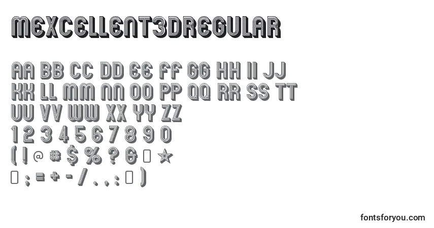 Mexcellent3DRegular-fontti – aakkoset, numerot, erikoismerkit
