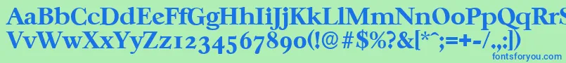 Шрифт CasablancaserialXboldRegular – синие шрифты на зелёном фоне