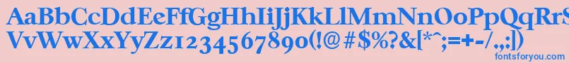 CasablancaserialXboldRegular-fontti – siniset fontit vaaleanpunaisella taustalla