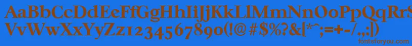 フォントCasablancaserialXboldRegular – 茶色の文字が青い背景にあります。