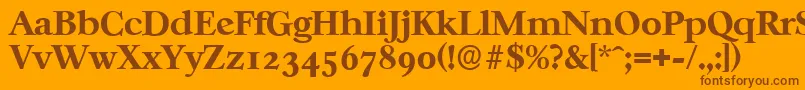 CasablancaserialXboldRegular-fontti – ruskeat fontit oranssilla taustalla