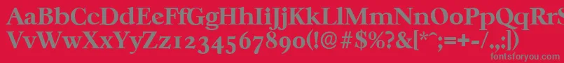 CasablancaserialXboldRegular-fontti – harmaat kirjasimet punaisella taustalla