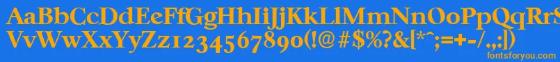 CasablancaserialXboldRegular-fontti – oranssit fontit sinisellä taustalla