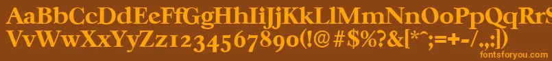 CasablancaserialXboldRegular-Schriftart – Orangefarbene Schriften auf braunem Hintergrund