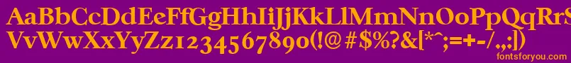 CasablancaserialXboldRegular-Schriftart – Orangefarbene Schriften auf violettem Hintergrund
