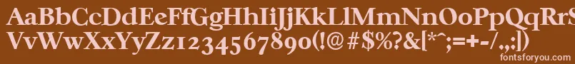 CasablancaserialXboldRegular-fontti – vaaleanpunaiset fontit ruskealla taustalla