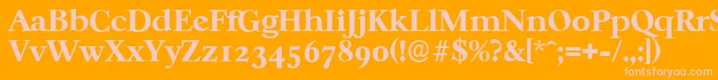 CasablancaserialXboldRegular-fontti – vaaleanpunaiset fontit oranssilla taustalla