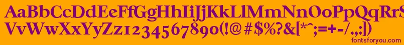 CasablancaserialXboldRegular-fontti – violetit fontit oranssilla taustalla