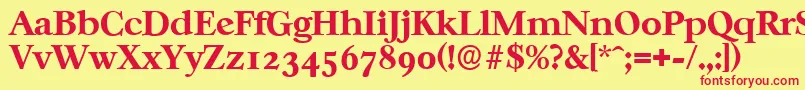 CasablancaserialXboldRegular-Schriftart – Rote Schriften auf gelbem Hintergrund