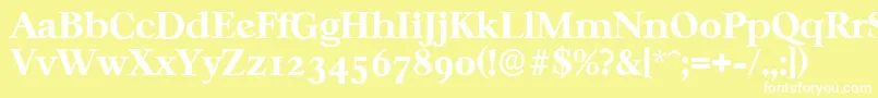 CasablancaserialXboldRegular-Schriftart – Weiße Schriften auf gelbem Hintergrund
