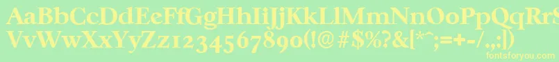 CasablancaserialXboldRegular-fontti – keltaiset fontit vihreällä taustalla