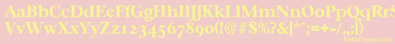 CasablancaserialXboldRegular-fontti – keltaiset fontit vaaleanpunaisella taustalla
