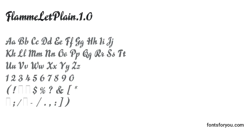 A fonte FlammeLetPlain.1.0 – alfabeto, números, caracteres especiais