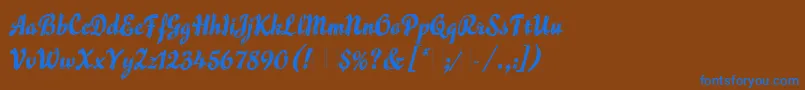 フォントFlammeLetPlain.1.0 – 茶色の背景に青い文字