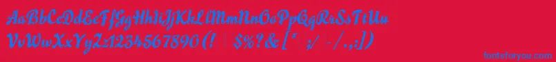 フォントFlammeLetPlain.1.0 – 赤い背景に青い文字